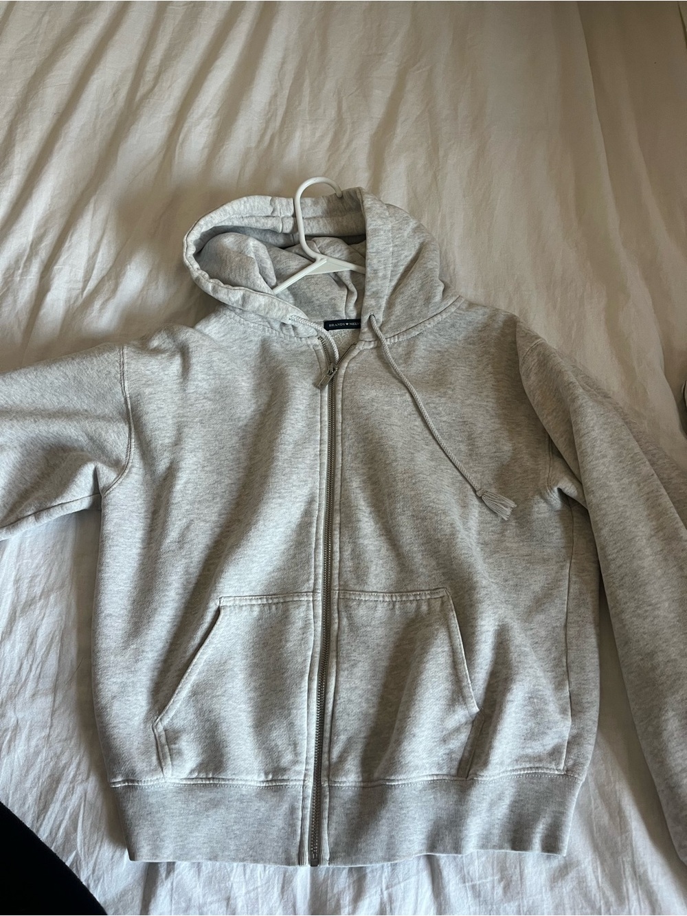 Brandy Melville Light Gray Full-Zip Hoodie Sweatshirt